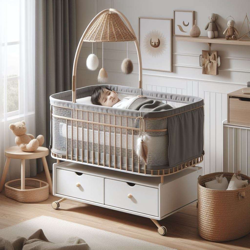 BabyTeddy® Premium White Lullaby Crib: Gentle Soothing for Your Precious Newborn